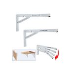 MR.BRACKET 40cm Beyaz 1-takım - Kademeli Mandallı Katlanabilir Masa Konsolu - Duvara Monte Katlanır L Raf Ayağı