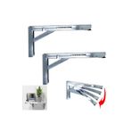 MR.BRACKET 40cm Çinko 1-takım - Kademeli Mandallı Katlanabilir Masa Konsolu - Duvara Monte Katlanır L Raf Ayağı