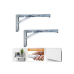 MR.BRACKET 40cm Çinko 1-Takım - Mandallı Katlanabilir Masa Konsolu - Aç Kapa Duvara Monte Katlanır L Raf Ayağı