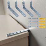 MR.BRACKET 5.2 x 10 cm - Deprem Güvenliği Dolap Sabitleme Aparatı Seti - Mobilya Gardırop Portmanto Kitaplık Masa Raf Eşya Duvara Sabitleyici Aparat - 16x52x100mm - 4 adet