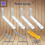 MR.BRACKET Beyaz Deprem Güvenliği Dolap Sabitleme Aparatı Seti 16x60x165mm - Mobilya Duvara Sabitleyici Aparat - Gardırop, Portmanto, Raf, Masa, Baza, Kitaplık, Tv Ünitesi, Eşya Sabitleme Aparatı - Orta Yük L Köşe Birleştirme Demir Gönye Köşebent