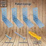 MR.BRACKET Deprem Güvenliği Dolap Sabitleme Aparatı Seti 40x100x100mm - Mobilya Duvara Sabitleyici Aparat - Gardırop, Portmanto, Raf, Masa, Baza, Kitaplık, Tv Ünitesi, Eşya Sabitleme Aparatı - L Köşe Birleştirme Demir Gönye Köşebent