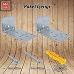 MR.BRACKET Deprem Güvenliği Dolap Sabitleme Seti 60x50x100mm - Mobilya Duvara Sabitleyici Aparat - Gardırop, Portmanto, Raf, Masa, Baza, Kitaplık, Tv Ünitesi, Eşya Sabitleme Aparatı - Ağır Yük L Köşe Birleştirme Demir Gönye Köşebent
