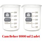 Mr. Crowley Cam Beher 1000 ml 2 adetli Set Kısa Form Isıya Dayanıklı - 1000ml 2 adet