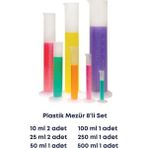 Mr. Crowley Plastik Mezür Çeşitleri 10ML,25ML,50ML,100ML,250ML,500ML Taksimatlı Ölçü Laboratuvara Uygun - 8'li Set