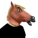 Mr.Fashion Cadılar Bayramı Panter Kaplan Fil Köpek Horoz Kafası Hayvan maskesi Karnaval Temalı Parti maskesi Eğlenceli Lateks Hayvan Başlığı (At)