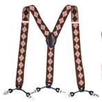 Mr.Fashion Elastik ayarlanabilir yetişkin kayış, 6 klipsli erkek elastik konfor pratik, gömlek elbise pantolon elbise askısı, Ekose Jakarlı, One Size
