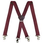 Mr.Fashion Erkekler için 3.5CM elastik X-toka kayışı Günlük rahat şort resmi elbise askısı için Yetişkin kayış klipsi, Şarap Kırmızısı, Tek Beden