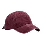 Mr.Fashion Klasik Unisex softtop Yıkanmış Vintage Şapka Kavisli Ağız Eşleşen Öğrenci Günlük Açık Hava Beyzbol Şapkası, Şarap Kırmızısı, Tek Beden