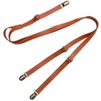Mr.Fashion PU deri kayış erkekler ve kadınlar için yetişkinler için Dar 1.5cm çapraz 4 klip kot tulum resmi askı kemer, Deve Rengi, One Size