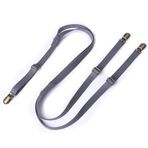 Mr.Fashion PU deri kayış erkekler ve kadınlar için yetişkinler için Dar 1.5cm çapraz 4 klip kot tulum resmi askı kemer, Gri, One Size