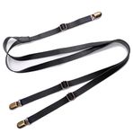 Mr.Fashion PU deri kayış erkekler ve kadınlar için yetişkinler için Dar 1.5cm çapraz 4 klip kot tulum resmi askı kemer, Siyah, One Size