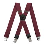 Mr.Fashion Üniseks yetişkin 4 klipsli jartiyer, 3.8CM X mısır tanesi elastik jartiyer, hepsi bir arada gömlek kot tulumları süslüyor, Şarap Kırmızısı, Tek Beden