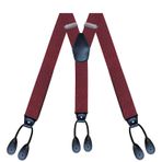 Mr.Fashion Y-şekilli streç 3.5CM yetişkin tulumları siyah deri düğme kayışları ile bir kıyafet için olmazsa olmaz bir aksesuardır, Koyu Şarap Kırmızısı, Tek Beden