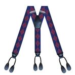 Mr.Fashion Y-şekilli streç 3.5CM yetişkin tulumları siyah deri düğme kayışları ile bir kıyafet için olmazsa olmaz bir aksesuardır, Lacivert Kırmızı Izgara, One Size