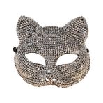 Mr.Fashion Yapay Elmas Cadılar Bayramı Maskesi, Noel için Kristal Kafatası ve Kedi Tasarımı Maskeli Balo Maskesi, Karnaval Partisi (Gümüş Elmas Maske)
