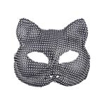 Mr.Fashion Yapay Elmas Cadılar Bayramı Maskesi, Noel için Kristal Kafatası ve Kedi Tasarımı Maskeli Balo Maskesi, Karnaval Partisi (Kedi maskesi siyah)