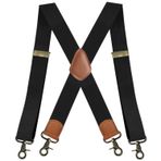Mr.Fashion Yetişkin erkek moda X-şekilli elastik askı klipsi, 4 klipsli tasarım, bronz kanca toka, erkek elbise pantolon gömlek jartiyer, Siyah, Tek Beden
