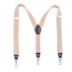 Mr.Fashion Yetişkin erkek üçlü klipsli toka jartiyer unisex elastik elastik pantolon jartiyer her gün herhangi bir kıyafetle uyumludur (haki), Haki, One Size