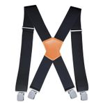 Mr.Fashion Yetişkin erkekler streç 5CM streç kargo gömlek Kot halter pantolon Obez insanlar smokin yular pantolon, Kahverengi Deri -Siyah, One Size
