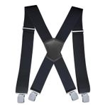 Mr.Fashion Yetişkin erkekler streç 5CM streç kargo gömlek Kot halter pantolon Obez insanlar smokin yular pantolon, Siyah Deri - Siyah, One Size