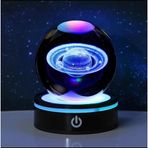MR ışıklı Dönen 3D Kristal Cam Küre Büyük boy Usb'li Gece Lambası,LED, Harika bir hediye (Satürn)