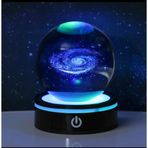 MR ışıklı Dönen 3D Kristal Cam Küre Büyük boy Usb'li Gece Lambası,LED, Harika bir hediye (Tozbulutu Galaxy)