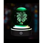 MR ışıklı Dönen 3D Kristal Cam Küre Büyük boy Usb'li Gece Lambası,LED, Harika bir hediye (Yonca)