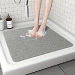 MR MİLREY Kıvırcık Banyo Paspası 50 x 50 cm | Duşa Kabin Için Kaymaz ve Su Emici Islak Zemin Kıvırcık Paspası - Gri - 50 x 50 cm