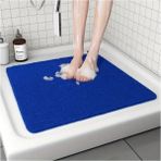 MR MİLREY Kıvırcık Banyo Paspası 50 x 50 cm | Duşa Kabin Için Kaymaz ve Su Emici Islak Zemin Kıvırcık Paspası - Mavi - 50 x 50 cm