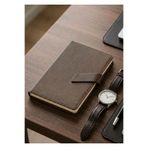 Mr.Notebook Kişiye Özel İsim Yazılı Füme Termo Deri Defter - Kayışlı Özel Kapaklı A5 Premium Tarihsiz Ajanda