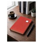 Mr.Notebook Kişiye Özel İsim Yazılı Metal Tokalı Kırmızı Termo Deri Defter - Kalem Bölmeli Premium Tarihsiz Ajanda