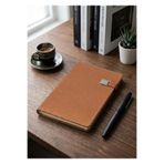 Mr.Notebook Kişiye Özel İsim Yazılı Metal Tokalı Taba Termo Deri Defter - Kalem Bölmeli Premium Tarihsiz Ajanda