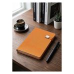 Mr.Notebook Kişiye Özel İsim Yazılı Metal Tokalı Turuncu Termo Deri Defter - Kalem Bölmeli Premium Tarihsiz Ajanda