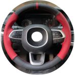 M&R Otokilif Aksesuar Fiat Egea Dikmeli Çift Renk Kırmızı Yüzüklü Kombin Deri Direksiyon Kılıfı
