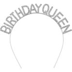 MR RZN Store Gümüş Renk Kristal Taşlı Parlak Birthday Queen Yazılı Kraliçe Taç 16X17 cm