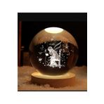 mr shopping Çocuklar Için 3D Kristal Cam Küre, Ahşap Soketli Gece Lambası,Led, Gece Lambası,Harika Bir Hediye