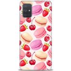 MRCİLETİSİM Kılıf HD Baskılı Kılıf Makaron ve Çilekler Samsung Galaxy A51 ile uyumlu