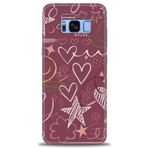 MRCİLETİSİM (mrc-26708) Tam Ekran Koruyucu Kılıf HD Baskılı Kılıf Notalar ve Kalpler Bordo Samsung Galaxy S8 Plus ile uyumlu