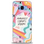 MRCİLETİSİM (mrc-26730) Tam Ekran Koruyucu Kılıf HD Baskılı Kılıf Manifest Your Vision Samsung Galaxy S8 Plus ile uyumlu