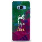 MRCİLETİSİM (mrc-26806) Tam Ekran Koruyucu Kılıf HD Baskılı Kılıf Faith Hope Love Samsung Galaxy S8 Plus ile uyumlu