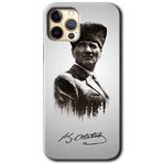 MRCİLETİSİM mrc101104 Mustafa Kemal Atatürk Kılıf Baskılı Kapak Tam Ekran Koruyucu iPhone 12 Pro ile uyumlu