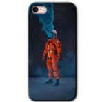 MRCİLETİSİM mrc106726 Smoke Astronot Kılıf Baskılı Kapak Tam Ekran Koruyucu iPhone SE 2020 ile uyumlu