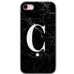 MRCİLETİSİM mrc107633 Siyah Mermer Desenli Ç Harfi Kılıf Baskılı Kapak Tam Ekran Koruyucu iPhone SE 2022 ile uyumlu