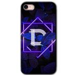 MRCİLETİSİM mrc107720 Dark Neon Yaprak D Harfi Kılıf Baskılı Kapak Tam Ekran Koruyucu iPhone SE 2022 ile uyumlu