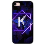 MRCİLETİSİM mrc107729 Dark Neon Yaprak K Harfi Kılıf Baskılı Kapak Tam Ekran Koruyucu iPhone SE 2022 ile uyumlu