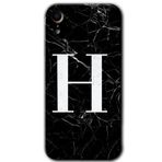 MRCİLETİSİM mrc108739 Siyah Mermer Desenli H Harfi Kılıf Baskılı Kapak Tam Ekran Koruyucu iPhone XR ile uyumlu