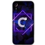 MRCİLETİSİM mrc108818 Dark Neon Yaprak C Harfi Kılıf Baskılı Kapak Tam Ekran Koruyucu iPhone XR ile uyumlu