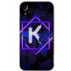 MRCİLETİSİM mrc108829 Dark Neon Yaprak K Harfi Kılıf Baskılı Kapak Tam Ekran Koruyucu iPhone XR ile uyumlu