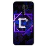 MRCİLETİSİM (mrc11085) Dark Neon Yaprak D Harfi Kılıf Baskılı Kapak Tam Kaplayan Mat Seramik Xiaomi Redmi 9 ile uyumlu